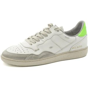 Hidnander, Schoenen, Dames, Wit, 40 EU, Leer, Witte Fluogroene Sneakers voor Dames