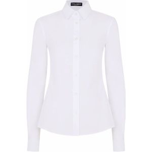 Dolce & Gabbana, Blouses & Shirts, Dames, Wit, M, Natuurlijke Witte Blouse voor Vrouwen