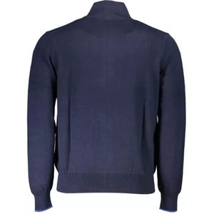 North Sails, Sweatshirts & Hoodies, Heren, Blauw, S, Katoen, Blauwe Katoenen Cardigan met Rits en Logo