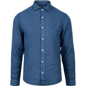 Roy Roger's, Overhemden, Heren, Blauw, 3Xl, Linnen, Casual Shirts