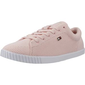 Tommy Hilfiger, Schoenen, Dames, Roze, 39 EU, Flag Lace-Up Sneakers