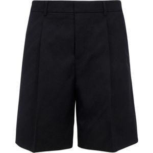 Givenchy, Korte broeken, Heren, Zwart, M, Wol, Zwarte Gestreepte Wollen Shorts voor Heren