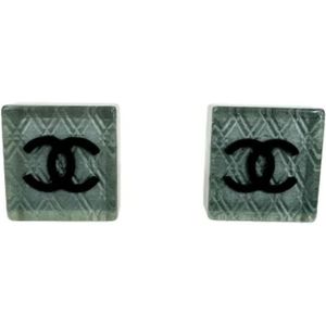Chanel Vintage, Pre-owned, Dames, Blauw, ONE Size, Tweed, Pre-owned Metal earrings