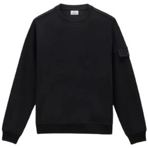 Woolrich, Sweatshirts & Hoodies, Heren, Zwart, S, Zwart Licht Fleece Sweatshirt