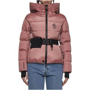 Moncler, Jassen, Dames, Roze, S, Nylon, Roze Gewatteerde Donsjas met Capuchon