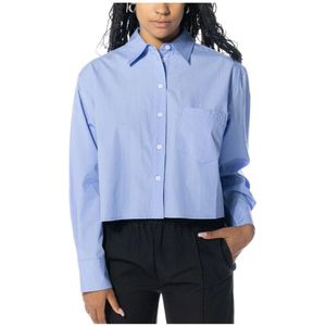 Olaf Hussein, Blouses & Shirts, Dames, Blauw, S, Cropped Shirt voor Vrouwen