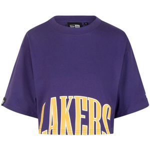 New Era, LA Lakers NBA Team Wordmark Crop T-shirt Paars, Dames, Maat:L