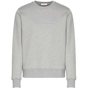 Valentino, Sweatshirts & Hoodies, Heren, Grijs, L, Katoen, Katoenen Ronde Hals Sweatshirt met Print