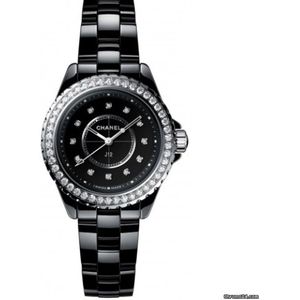 Chanel, Vrouw - H6419 - J12 Quartz - 33 mm - Zwart Keramiek + Diamanten Zwart, Dames, Maat:ONE Size