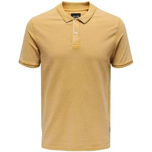 Only & Sons, Tops, Heren, Geel, XL, Slim Fit Round Neck Short Sleeve Polo