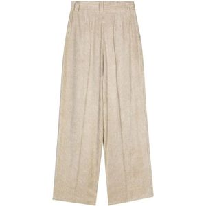 Alysi, Broeken, Dames, Beige, S, Beige Corduroy Straight Leg Broeken