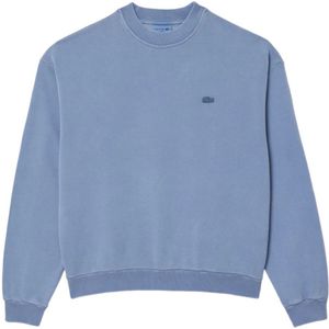 Lacoste, Sweatshirts & Hoodies, Heren, Blauw, S, Katoen, Blauwe Jogger Sweater Mineraal-Geverfd Exclusief