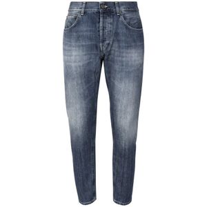 Dondup, Jeans, Heren, Blauw, W34, Katoen, Slim Fit Blauwe Jeans Made in Italy