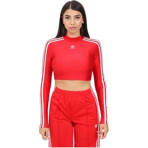 Adidas Originals, Tops, Dames, Rood, L, Rode 3-Stripes Sporttop