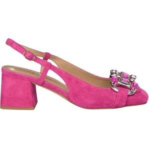 Alma EN Pena, Schoenen, Dames, Roze, 39 EU, Leer, Rhinestone Hakken Schoenen Vierkante Neus Gesp