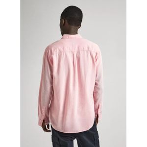 Pepe Jeans, Roze Linnen Overhemd Lange Mouw Roze, Heren, Maat:XL