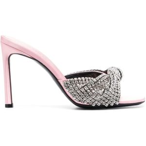 Sergio Rossi, Schoenen, Dames, Grijs, 39 EU, Rose Pink Crystal Mules