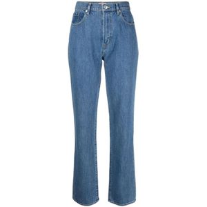 Kenzo, Jeans, Dames, Blauw, W26, Katoen, Hoge taille straight leg jeans