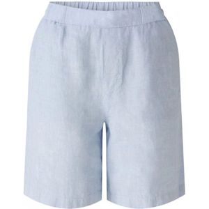 Oui, Korte broeken, Dames, Blauw, S, Linnen, Blauwe Linnen Bermuda Shorts met Zakken