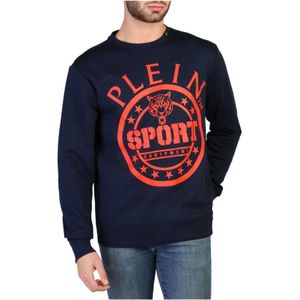 Plein Sport, Sweatshirts & Hoodies, Heren, Blauw, M, Katoen, Stijlvolle Heren Sweatshirt