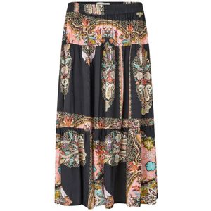 Lollys Laundry, Rokken, Dames, Veelkleurig, M, Zwarte Bloemenprint Rok