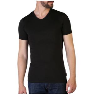 Bikkembergs, Zwarte Slim Fit V-Hals T-Shirts Zwart, Heren, Maat:S