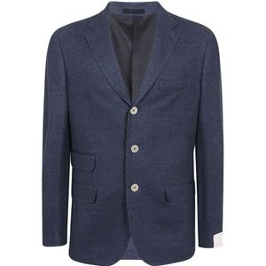 Eleventy, Jassen, Heren, Blauw, 2Xl, Katoen, Blauwe Blazer Regular Fit Ss 24