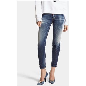 Dsquared2, Jeans, Dames, Blauw, M, Denim, Blauwe Skinny Cropped Denim Jeans