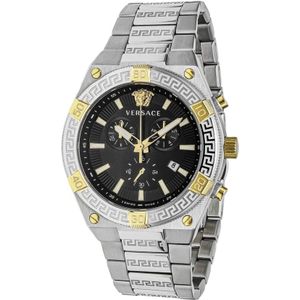 Versace, Sporty Greca Chronograaf Horloge Grijs, Heren, Maat:ONE Size