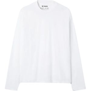 Sunnei, Tops, Heren, Wit, XL, Katoen, Witte longsleeve t-shirt met boxy fit