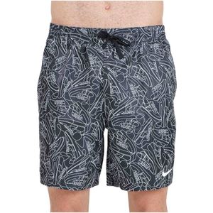 Nike, Zwarte Zee Shorts Allover Print Zwart, Heren, Maat:M