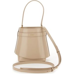 Givenchy, Tassen, Dames, Beige, ONE Size, Leer, Beige Bucket Tas met Hangslot Detail