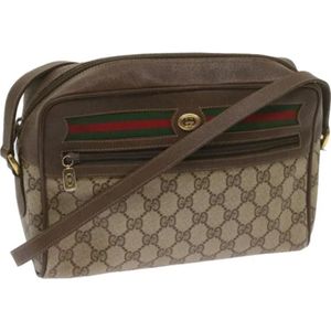 Gucci Vintage, Pre-owned, unisex, Beige, ONE Size, Leer, Pre-owned Canvas clutches