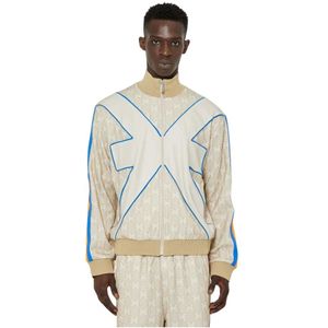 John Richmond, Sweatshirt met ton-sur-ton patroon en rits Beige, Heren, Maat:XL