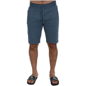 Dolce & Gabbana, Korte broeken, Heren, Blauw, M, Katoen, Blauwe Katoenen Bermuda Casual Shorts