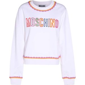 Moschino, Fantasia Bianco Sweatshirt Wit, Dames, Maat:2XS