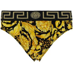 Versace, Gele Barocco Slip Ondergoed Geel, Heren, Maat:L