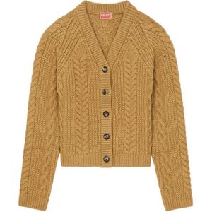 Kenzo, Gezellige en Elegante Cardigan Bruin, Dames, Maat:M