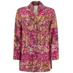 Max Mara Studio, Zijden blouse met bloemenprint Veelkleurig, Dames, Maat:4XS