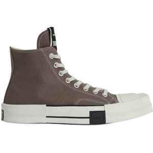 Rick Owens, Hoge Canvas Sneakers Bruin, unisex, Maat:36 EU