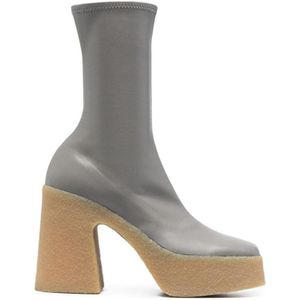 Stella McCartney, Grijze Polyester Enkellaarzen Grijs, Dames, Maat:38 EU