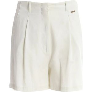 Fracomina, Korte broeken, Dames, Wit, 2Xs, Shorts met brede tailleband