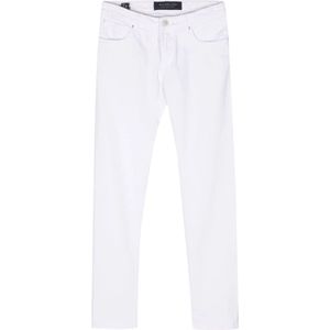 Hand Picked, Jeans, Heren, Wit, W36, Katoen, Geborduurd Logo Slim Fit Witte Jeans