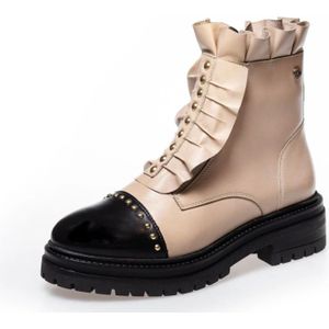 Copenhagen Shoes, Schoenen, Dames, Beige, 39 EU, Leer, Leren Enkellaarzen met Lichtgewicht Zolen