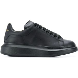 Alexander McQueen, Schoenen, Heren, Zwart, 45 1/2 EU, Zwarte Leren Sneakers Met Oversized Zool