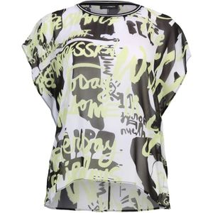 Doris S, Blouses & Shirts, Dames, Veelkleurig, 3Xl, Chiffon, Chiffon Overlay Blouse met Allover Print