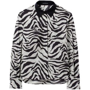 Luisa Cerano, Zebra Print Blouse Zwart, Dames, Maat:S