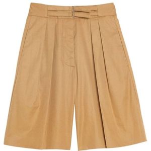 Ines De La Fressange Paris, Korte broeken, Dames, Bruin, 2Xs, Katoen, Khaki High-Waisted Gabardine Shorts