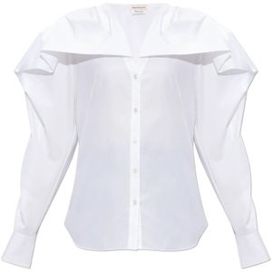 Alexander McQueen, Blouses & Shirts, Dames, Wit, M, Katoen, V-hals shirt