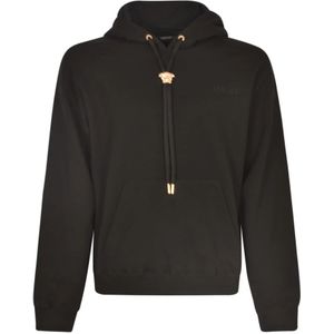Versace, Sweatshirts & Hoodies, Heren, Zwart, L, Zwarte Medusa Head Sweatshirt